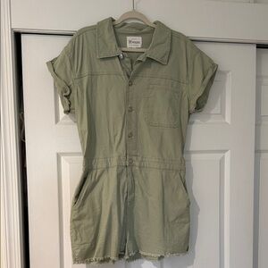 Olive Button-Up Romper
